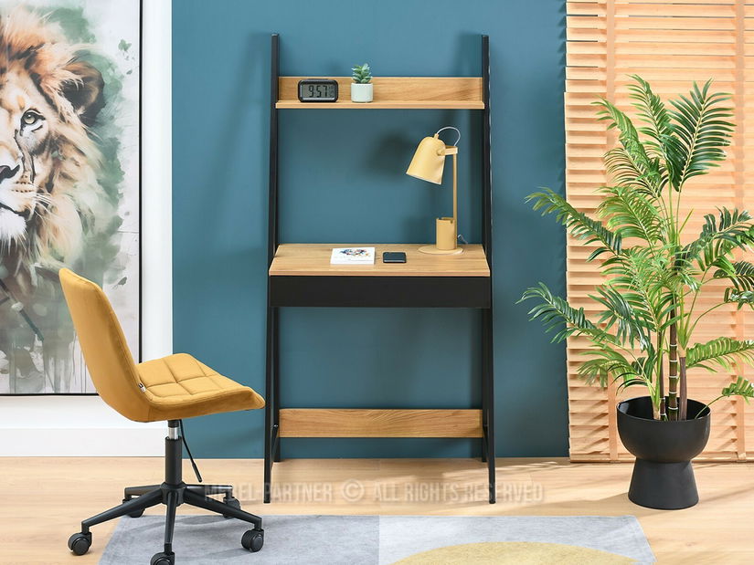 Masă PC Dylen (stejar negru + negru)