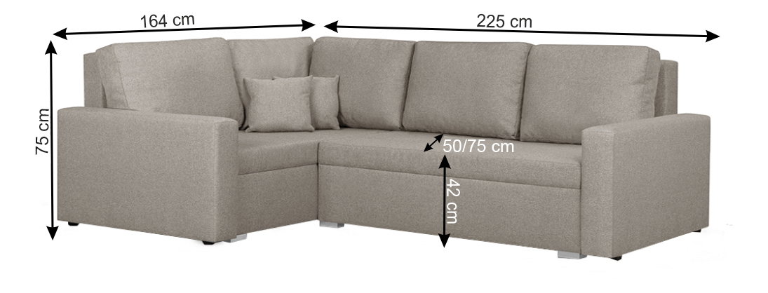 Rohová sedačka Miliana (svetlohnedá) (L)