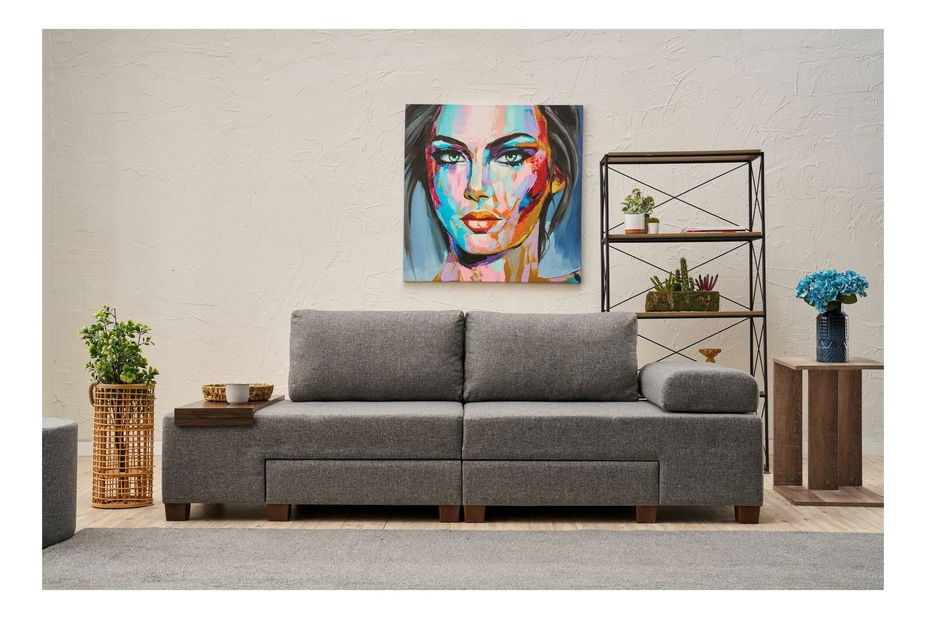 Canapea extensibilă Perenilla L (gri + Nuc)