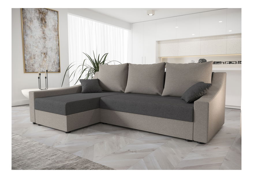 Rohová sedacia súprava Opal L (tmavosivá + sivá) (L)