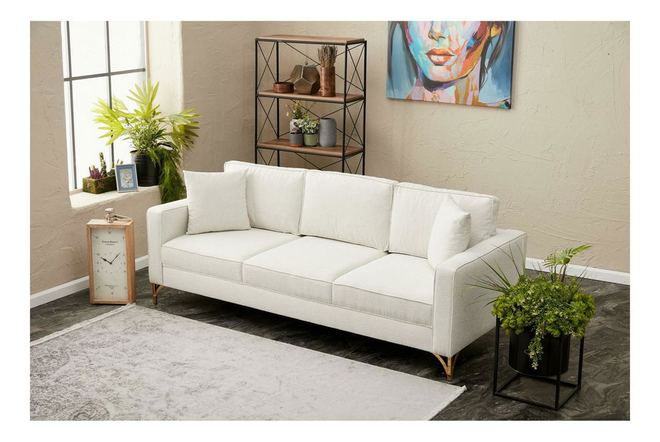 Háromszemélyes kanapé Berlunetta (krém + arany)