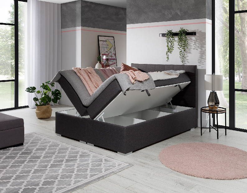 Manželská posteľ Boxspring 140 cm Abbie (čierna) (s matracmi)