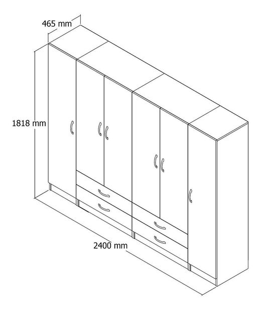 Šatníková skrňia Gerdo 801 (biela) 
