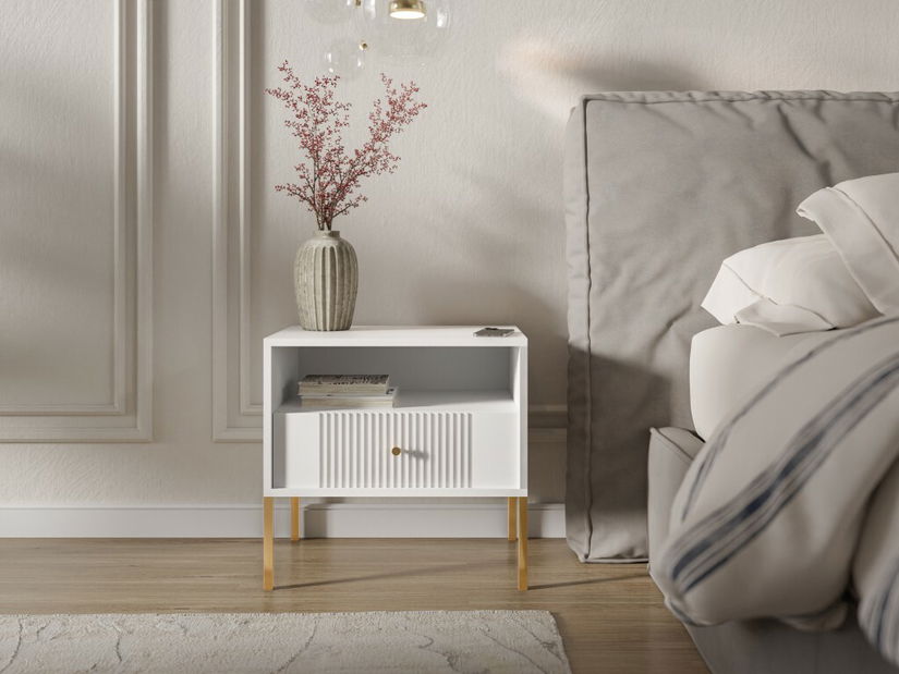 Nočný stolík Isae 5W (biela + zlatá)