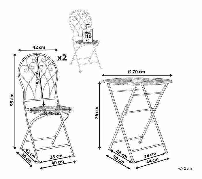 Balkónová zostava Seppi (biela) 
