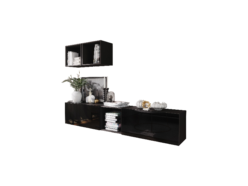 Mobilier living Berny 22 (negru + negru lucios)