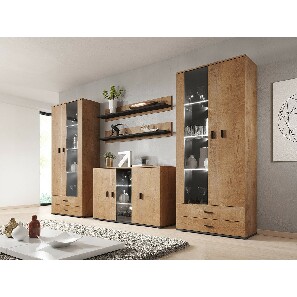 Mobilier living X Born (Stejar lefkas + Stejar lefkas + Negru)