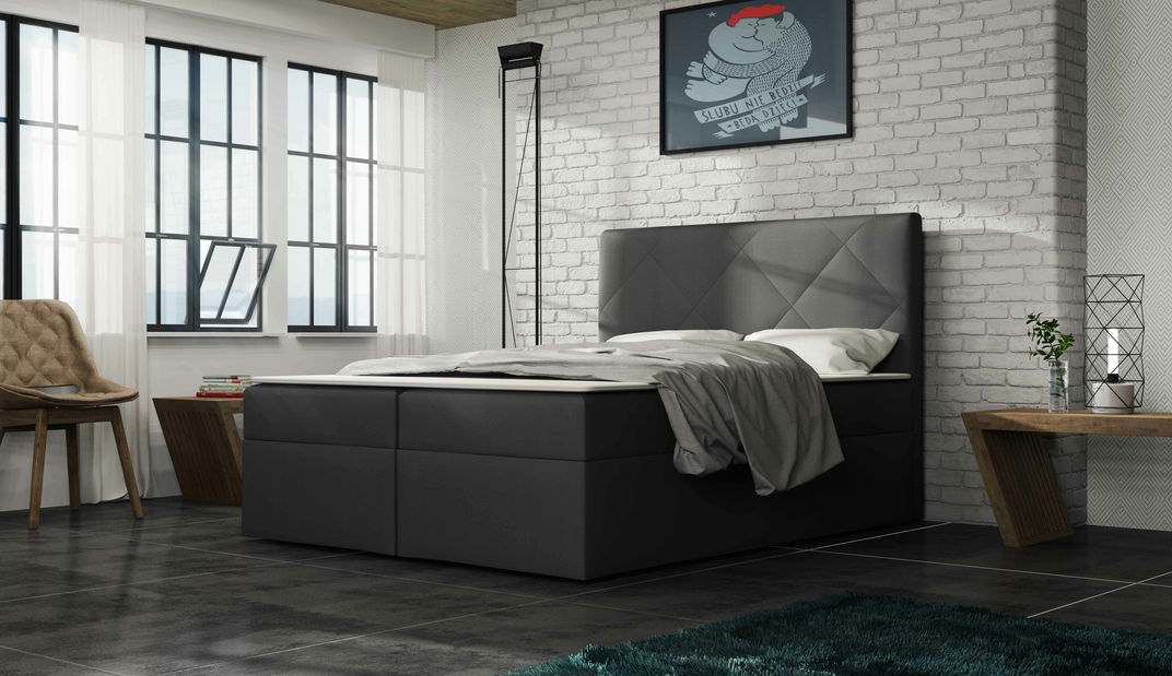 Pat matrimonial 140 cm Octavius (Alb) (cu saltea)