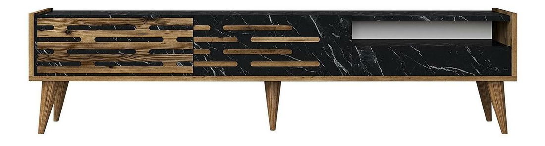 TV stolić/ormarić Tonase (orah + crna + mramor)