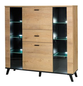 Komód Madeira ML3 (lefkas tölgy + fekete)