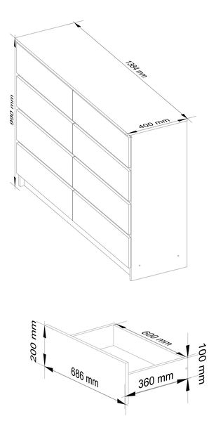 Komoda Keanu III (wenge + bijela)