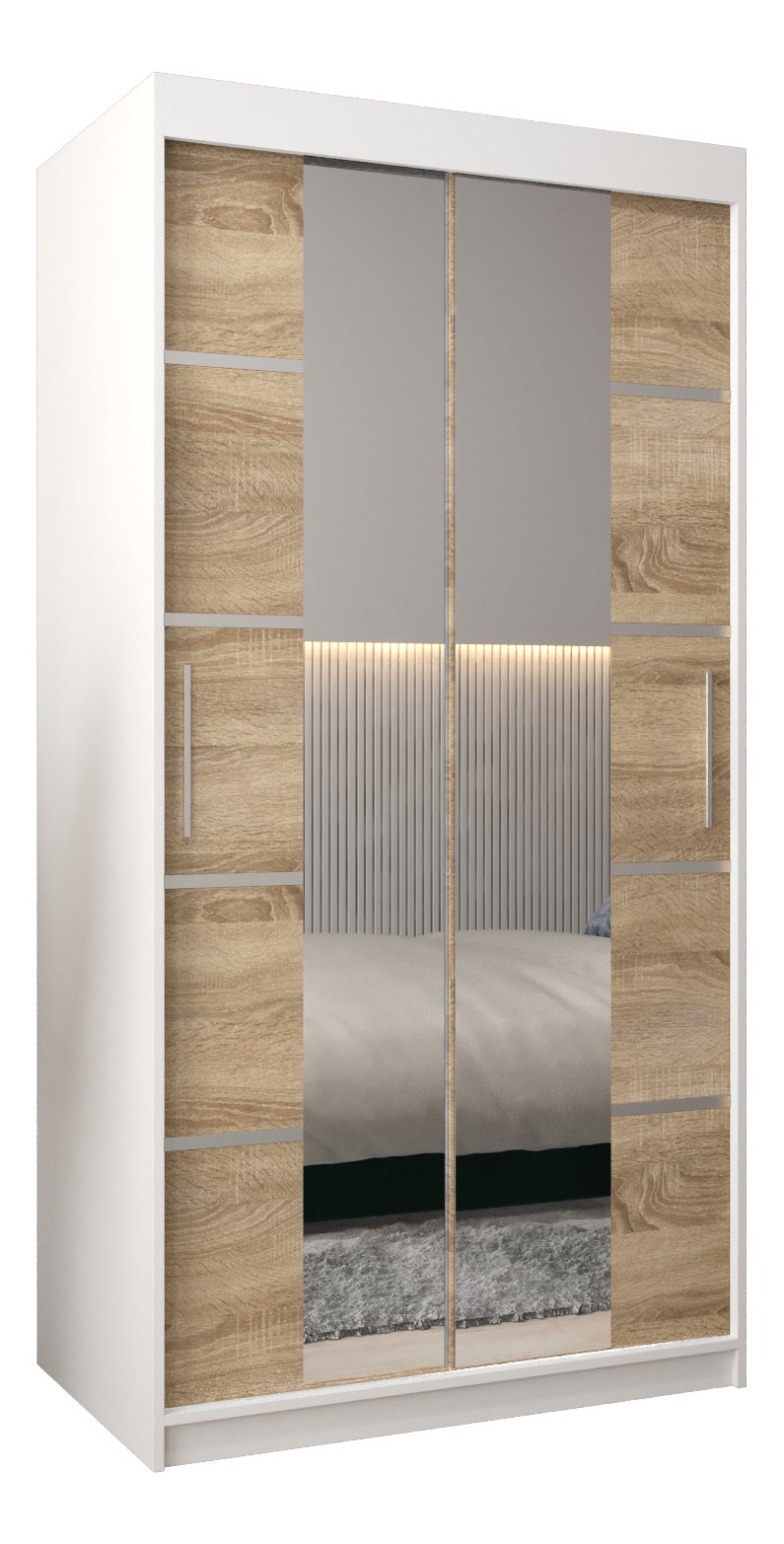 Ruhásszekrény 120 cm Verika 4 120 (fehér + sonoma tölgy)