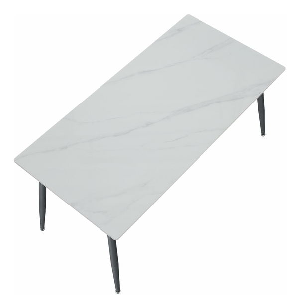 Masă sufragerie Fresia 2 (marmură albă + negru) (pentru 6 persoane) *vânzare stoc