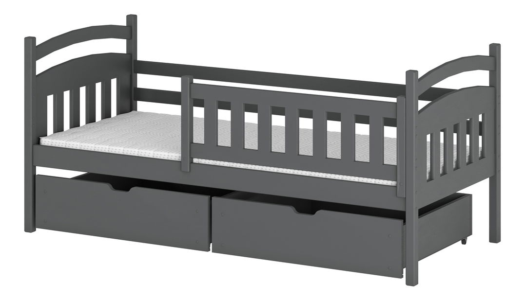 Dječji krevet 90 x 200 cm Tarra (s podnicom i prostorom za odlaganje) (grafit)