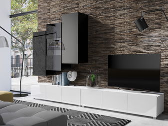 Mobilier living Calabria C17 (Negru + Alb) (fără iluminat)
