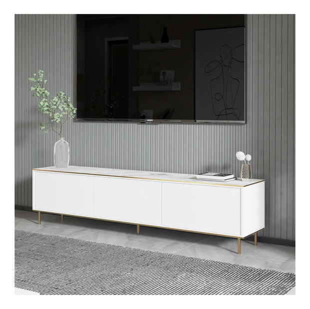 TV stolić/ormarić Mamene 2 (bijela + mramor + zlatna)