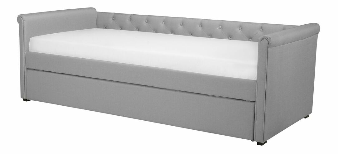 Jednolôžková posteľ 90 cm LISABON (polyester) (sivá) (s roštom)