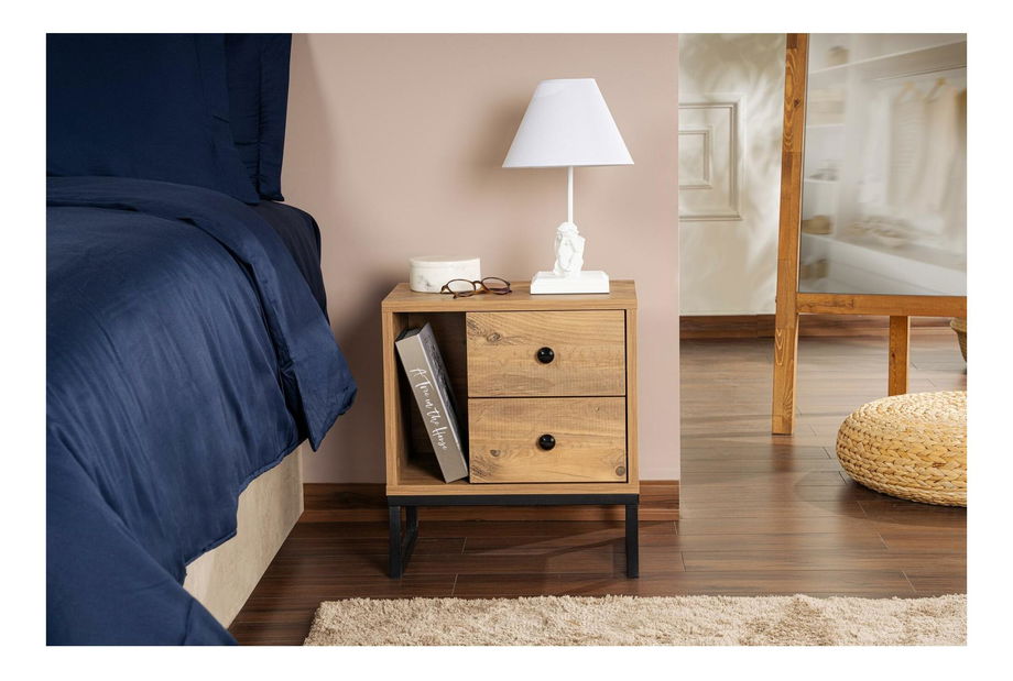 Noćni stolić Glimarolla (atlantski bor + crna)