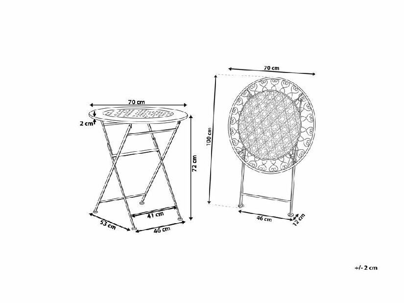 Záhradný stôl 70 cm TRAVISO (kov) (béžová) (pre 2 osoby)