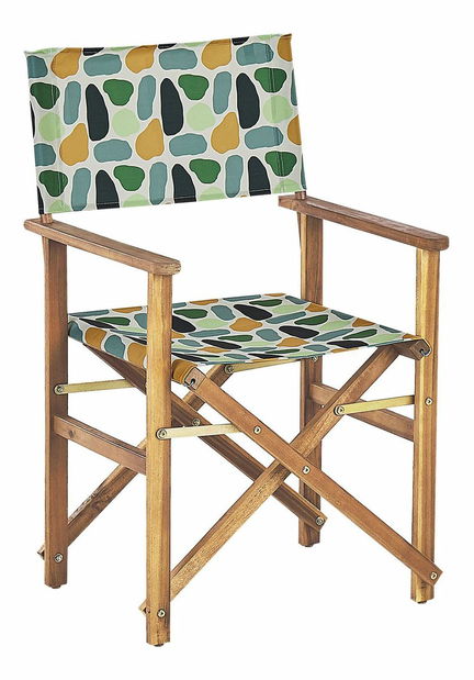 Set 2 vrtne ležaljke s rezervnim presvlakama Ciala (svijetlo drvo + geometrijski uzorak)