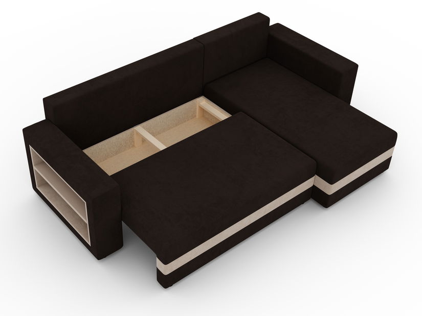 Rohová sedačka Simpney (hnedá + béžová) (P)