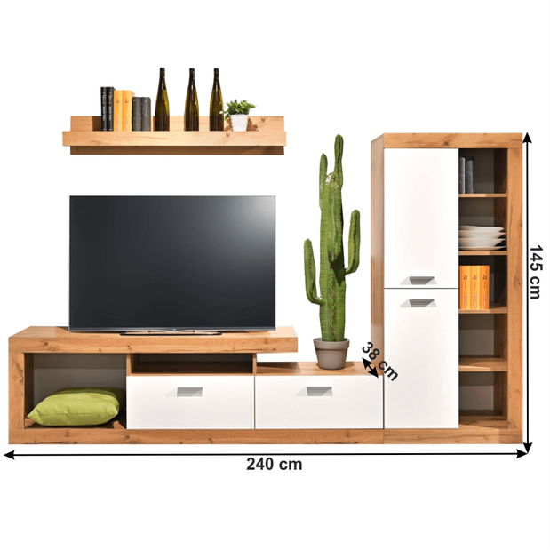 Obývacia stena Geisha (dub wotan + biela)