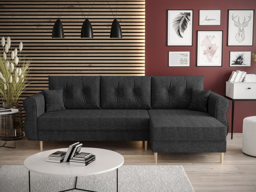 Rohová sedacia súprava Arcane L (čierna) (P)