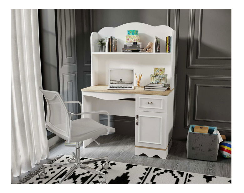 Písací stolík Timalo 2 (dub + biela) *bazár