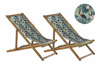 Set 2 vrtne ležaljke s rezervnim presvlakama Antio (svijetlo raznobojno drvo)