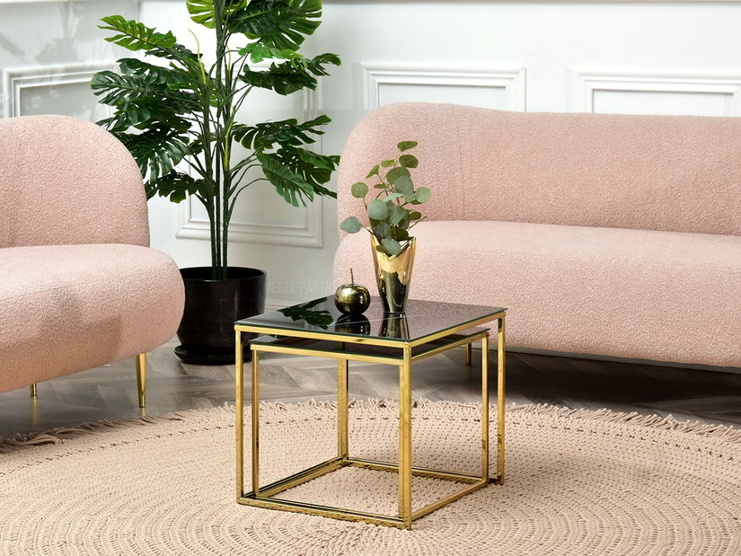 Konferenčný stolík Prana Law (čierny mramor + zlatá)