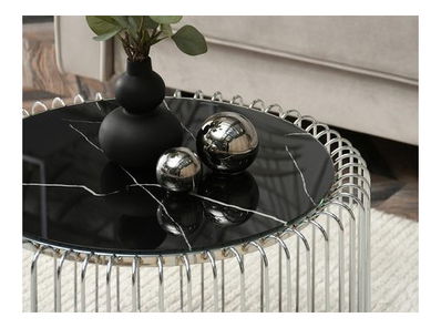 Stolić za kavu Alino M (krom + crni mramor)