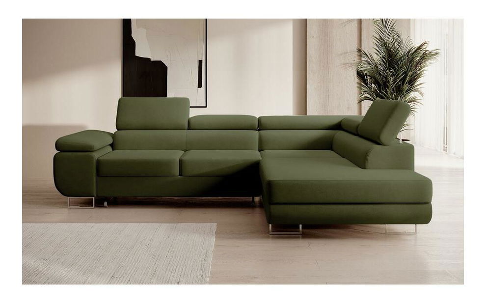 Kutna garnitura Stiletto (D) (zelena + srebrna)