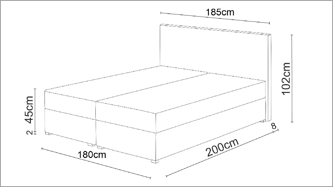 Pat matrimonial 180 cm Trachalio (Alb + Bej negru) (cu saltea)