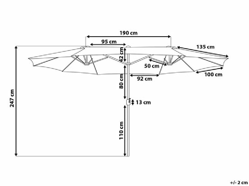 Záhradný slnečník 270 cm SILVANIA (polyester) (tmavosivá)