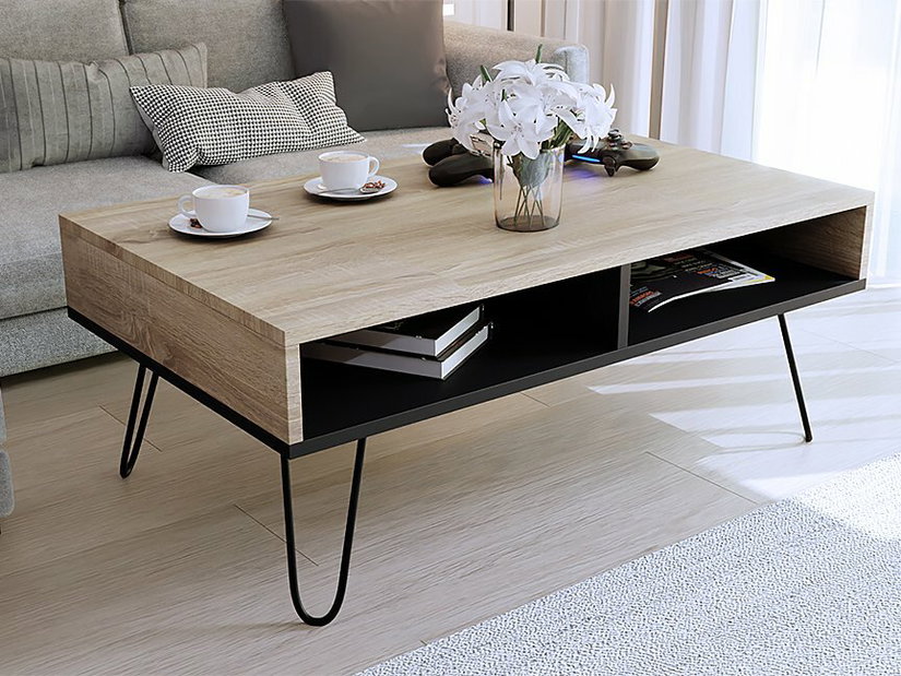 Konferenčný stolík Andreas (dub sonoma + čierna)