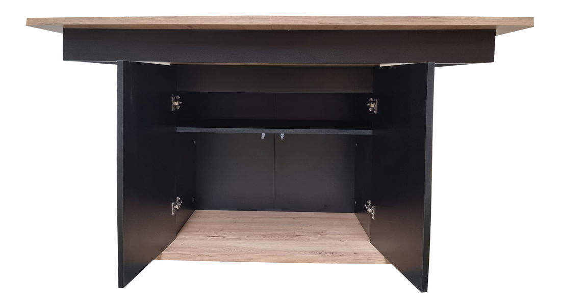 Blagovaonski stol Schultz (hrast artisan + crna) (za 4 do 8 osoba)