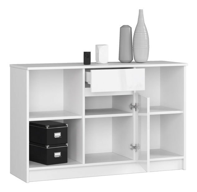 Komoda Briar (biela + biely lesk)