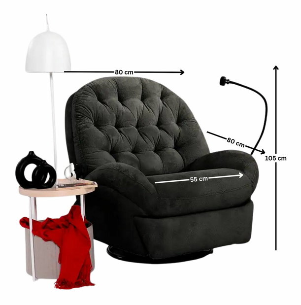 Polohovateľné kreslo Dremie (čierna)