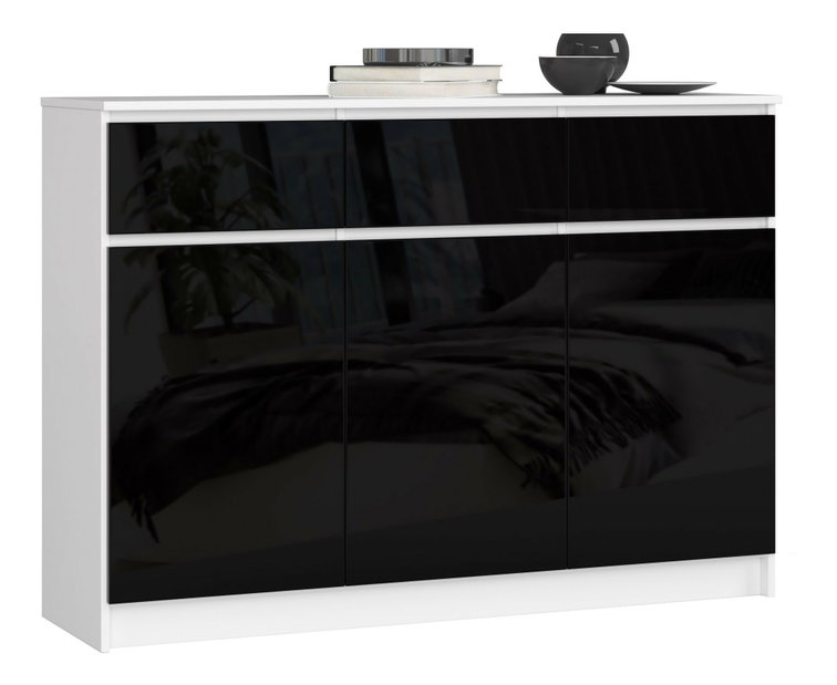 Komoda Kuwait 3D 3D (bijela + crni sjaj)