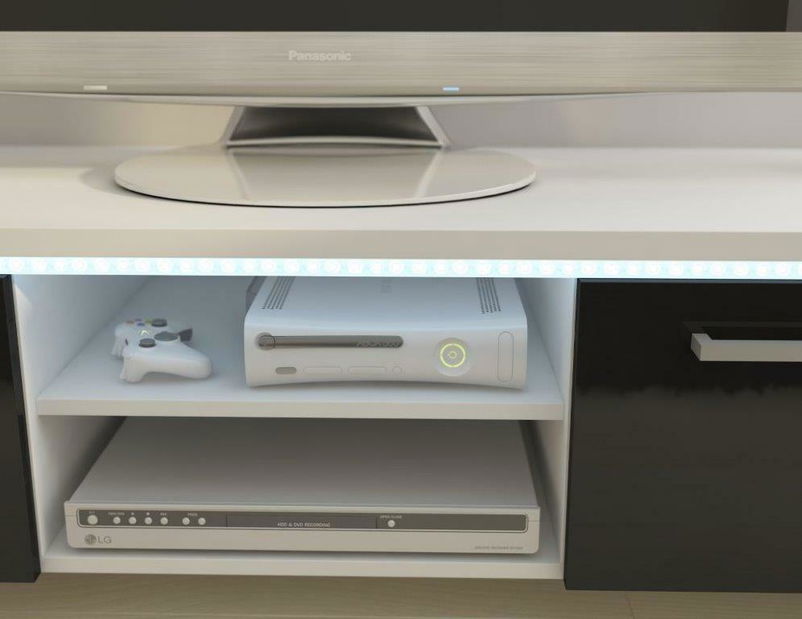 Masă TV/Dulap Freddy (alb + Negru lucios)