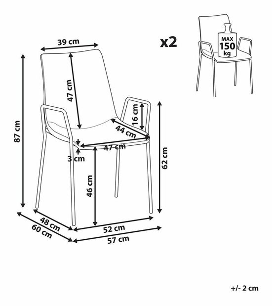 Set blagovaonskih stolica (2 kom.) JERSO (sivosmeđa)