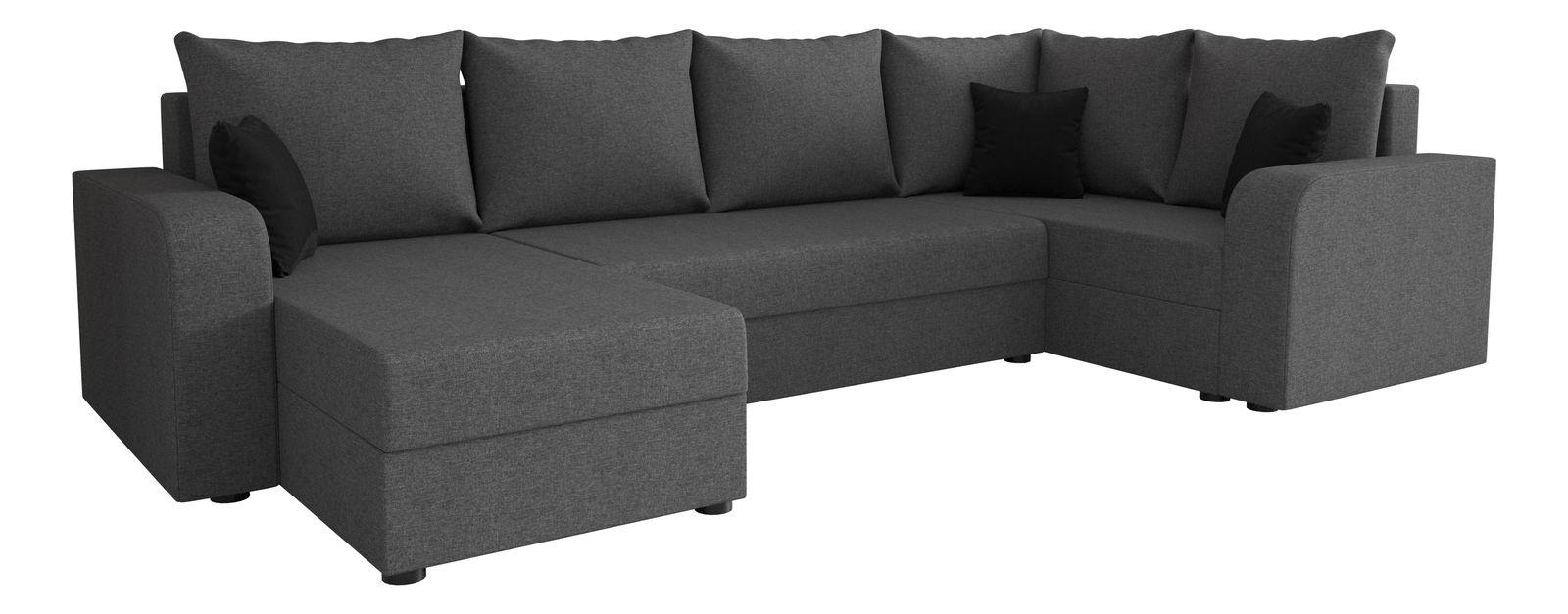 U alakú sarokkanapé Harmony Long (sötétszürke + fekete) (J)