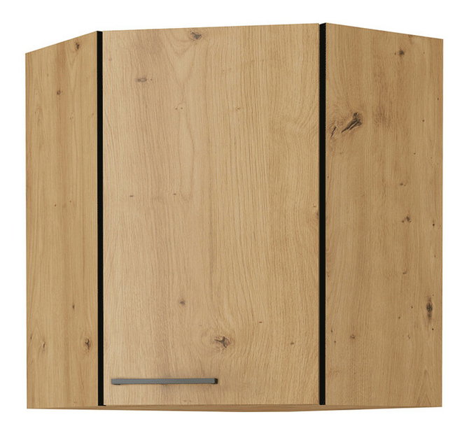 Dulap superior de bucătărie, de colț Meriel 60/60 GN-72 1F (negru + stejar artisan)