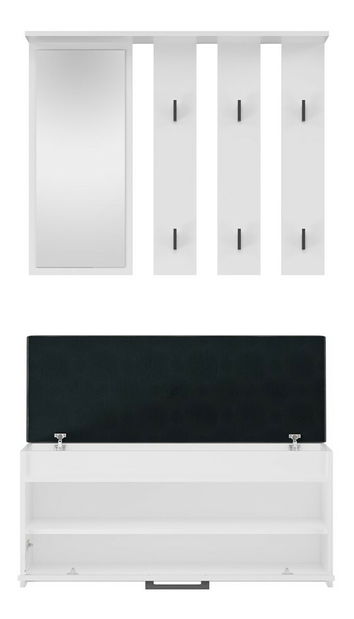 Set mobilier hol Puntuable 1 (alb) (cu oglindă)
