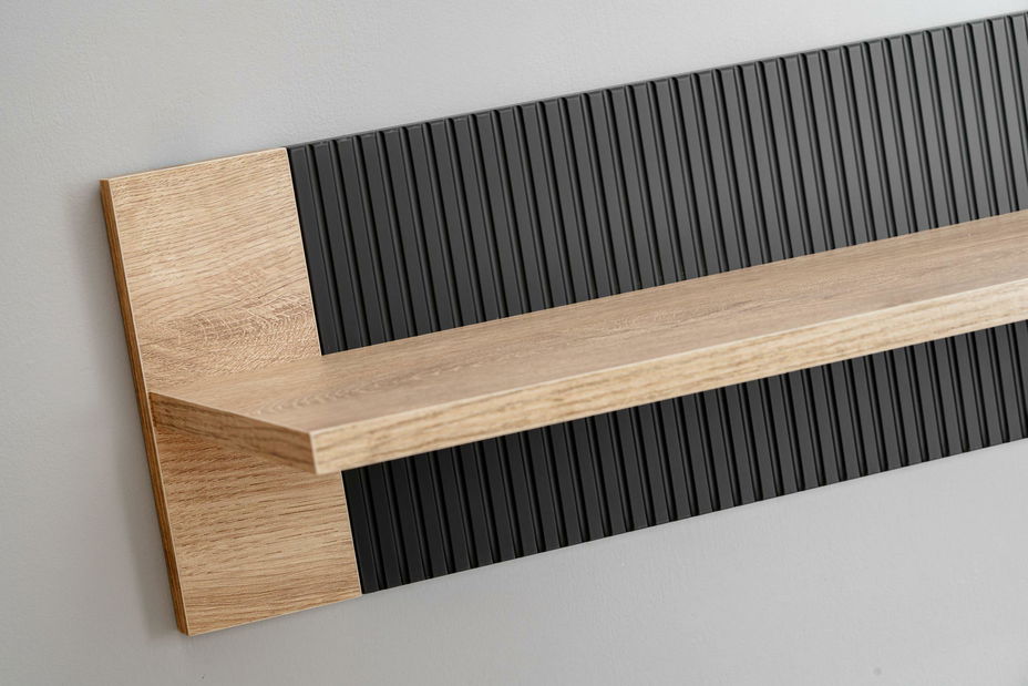 Obývacia stena Aruno AR-K (dub ribbeck + čierna) (s osvetlením) (s biokrbom)