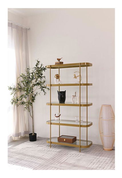 Regál Derrick D8 (transparentná + zlatá)