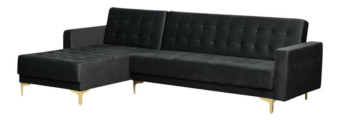 Colțar cu taburete Aberde (Textil negru) (D)