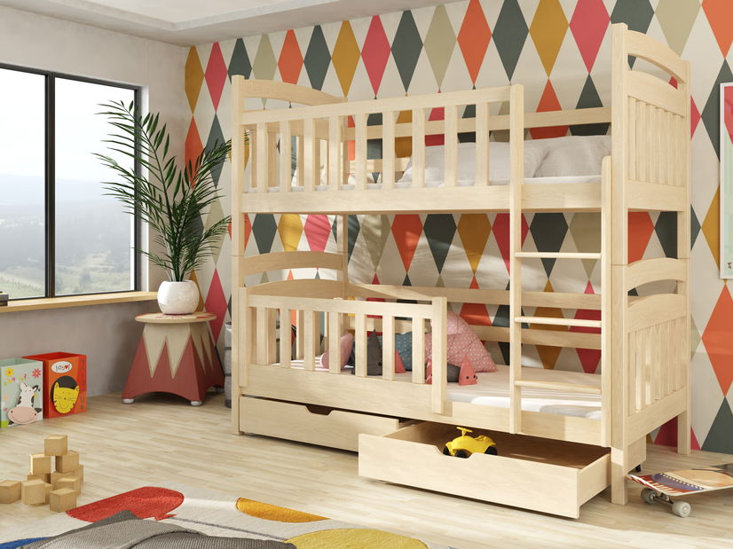 Pat pentru copii 90 x 200 cm Penny (cu somieră și sp. depozitare) (Pin)