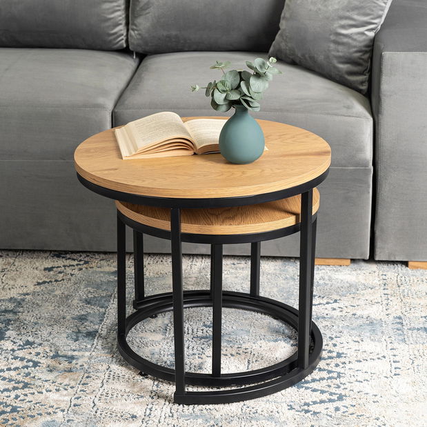 Set 2 ks konferenčných stolíkov Dalila (dub zlatý) 