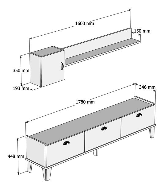 Mobilier living Summer (stejar + alb)